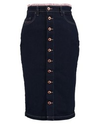 Jupe crayon en denim bleu marine Diesel