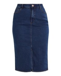 Jupe crayon en denim bleu marine LOST INK