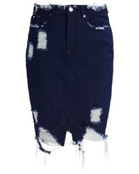Jupe crayon en denim bleu marine Missguided