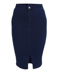 Jupe crayon en denim bleu marine Missguided