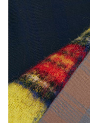 Jupe crayon en laine à patchwork bleu marine Acne Studios