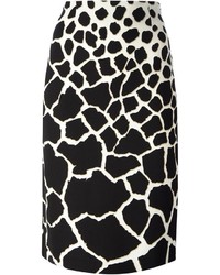 Jupe crayon imprimée léopard blanche et noire Roberto Cavalli