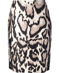 Jupe crayon imprimée léopard marron clair Diane von Furstenberg