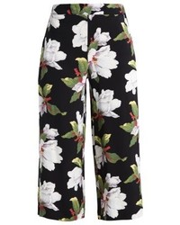 Jupe-culotte à fleurs noire Warehouse