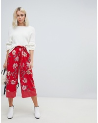 Jupe-culotte à fleurs rouge Influence