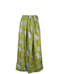 Jupe-culotte à fleurs verte