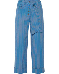 Jupe-culotte à rayures verticales bleue