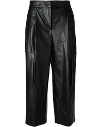 Jupe-culotte en cuir noire MSGM