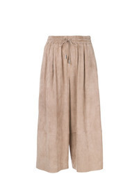 Jupe-culotte en daim marron clair