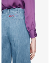 Jupe-culotte en denim bleue Gucci