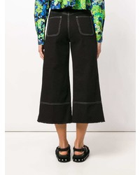 Jupe-culotte en denim noire MSGM