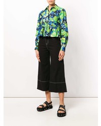 Jupe-culotte en denim noire MSGM