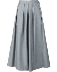 Jupe-culotte en laine plissée grise