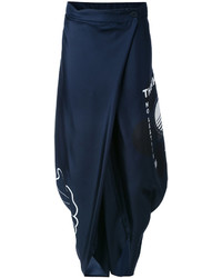 Jupe-culotte en soie imprimée bleu marine Stella McCartney