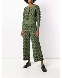 Jupe-culotte en tricot vert foncé Temperley London