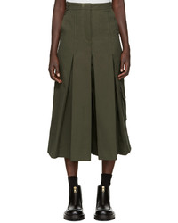 Jupe-culotte plissée olive