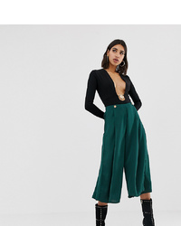 Jupe-culotte plissée vert foncé