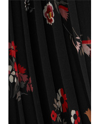 Jupe en chiffon à fleurs noire RED Valentino