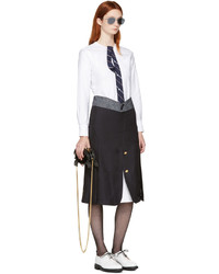 Jupe en laine bleu marine Thom Browne