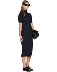 Jupe en laine bleu marine Victoria Beckham