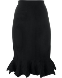 Jupe en laine en tricot noire Lanvin