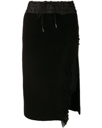 Jupe en laine en tricot noire Sacai