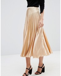 Jupe en satin plissée marron clair Asos