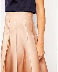 Jupe en satin plissée marron clair Asos