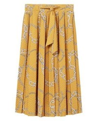 Jupe évasée imprimée moutarde Mango