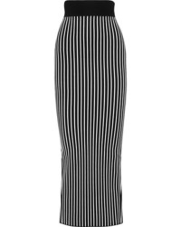 Jupe longue à rayures verticales noire et blanche Christopher Kane