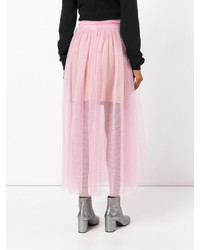 Jupe longue de tulle rose MSGM