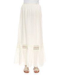 Jupe longue en broderie anglaise blanche