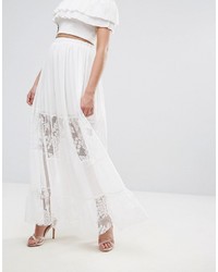 Jupe longue en chiffon blanche Boohoo