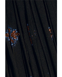 Jupe longue en chiffon plissée noire Lanvin