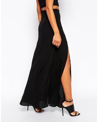 Jupe longue fendue noire Asos