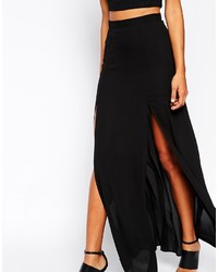 Jupe longue fendue noire Asos