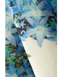 Jupe mi-longue à fleurs bleu clair Tibi
