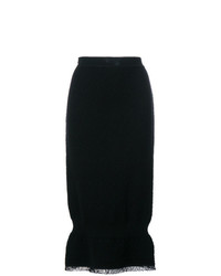 Jupe mi-longue à franges noire Christian Dior Vintage