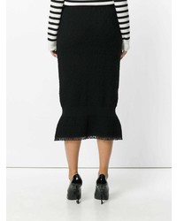 Jupe mi-longue à franges noire Christian Dior Vintage