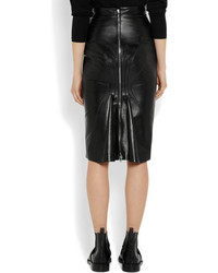 Jupe mi-longue en cuir noire Givenchy