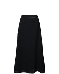 Jupe mi-longue en cuir noire Yohji Yamamoto