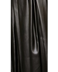 Jupe mi-longue en cuir plissée noire DKNY