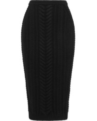 Jupe mi-longue en tricot noire Balmain