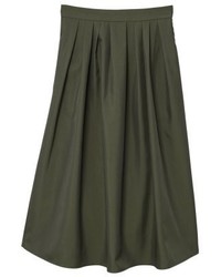 Jupe mi-longue olive Mango