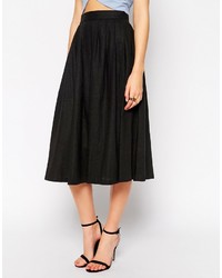 Jupe mi-longue plissée noire Asos