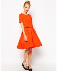 Jupe mi-longue plissée orange Fashion Union
