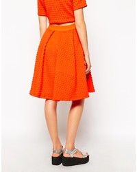 Jupe mi-longue plissée orange Fashion Union