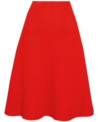 Jupe mi-longue plissée rouge Victoria Beckham