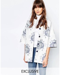 Kimono à fleurs blanc Helene Berman
