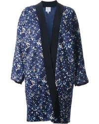 Kimono à fleurs bleu marine Façonnable